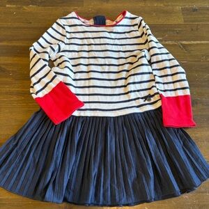Jasper Conran Junior J Striped Mixed Media Dress Long Sleeve BlueToddler 2-3